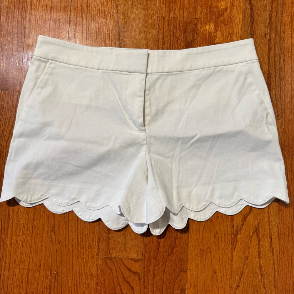 LOFT Cream Scalloped High Waist Shorts